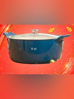 Princess House Blue 9 Qt Covered Dutch Oven